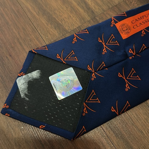 UVA Official 100% Imported Silk Handsewn Tie. - Picture 6 of 8